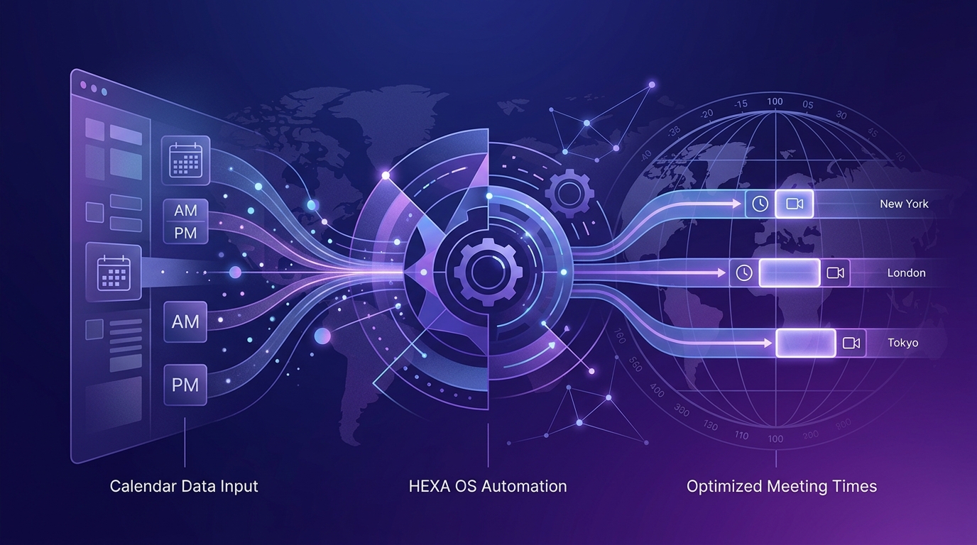 How HEXA OS Automatically Suggests Meeting Times Across Time Zones and Calendars